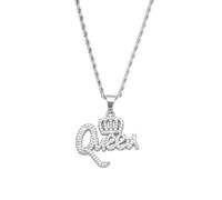 BISONBLUE Halsketten Anhänger Herren Schmuck Damen Kette Männer Frauen Trendige Halskette Hip-Hop-Queen-Buchstabe-Anhänger-Anhänger übertrieben