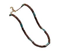 BISONBLUE Herren Boho Holz Stein Halskette 45 cm Grün für Männer und Frauen, perfekt für den täglichen Gebrauch und alle Aktivitäten