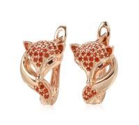 BISONBLUE Ohrringe Damen Ohrhänger Ohrstecker Modische Fuchs Ohrringe Für Frauen Mit Rotem Naturzirkon H0732