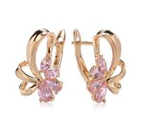 BISONBLUE Ohrringe Damen Ohrhänger Ohrstecker Modische Geometrische Rosa Zirkon Lock Clip Ohrringe Für Frauen Vintage Pinkzircon