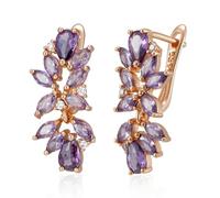 BISONBLUE Ohrringe Damen Ohrhänger Ohrstecker Modische Lila Zirkon Geometrische Ohrringe Für Frauen Luxus Purplezircon