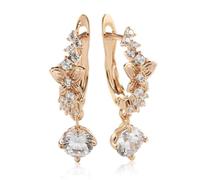 BISONBLUE Ohrringe Damen Ohrhänger Ohrstecker Modische Luxus Frauen Ohrring Bling Natürliche Zirkon Hohl Schmetterling Ohrring Rosegoldcolor