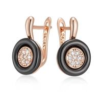 BISONBLUE Ohrringe Damen Ohrhänger Ohrstecker Modische Schwarze Keramik Ohrringe Für Frauen Farbe Natürliche Zirkon Zubehör H2053