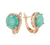 BISONBLUE Ohrringe Damen Ohrhänger Ohrstecker Modische Smaragd Runde Zirkon Tropfen Ohrringe Für Frauen Luxus Zubehör Grün