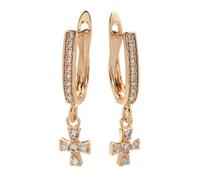 BISONBLUE Ohrringe Damen Ohrhänger Ohrstecker Modische Trendy Luxus Kreuz Ohrringe Kristall Kreuz Ohrringe Für Frauen Rosegoldcolor