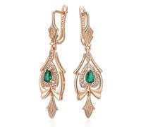 BISONBLUE Ohrringe Damen Ohrhänger Ohrstecker Modische Tropfen Ohrringe Für Frauen Kristall Blume Grün Natürliche Zirkon Zubehör Vintage H1979