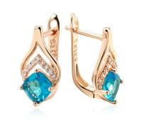 BISONBLUE Ohrringe Damen Ohrhänger Ohrstecker Modische Tropfenohrringe Für Damen, Luxuriös, Quadratisch, Blau, Natürlicher Zirkon, Zubehör, Blau