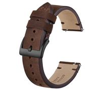 BISONSTRAP Distressed Leder Uhrenarmband, Uhren Armband für Herren, Schnellverschluss Federstege, 22mm, Kaffeebraun (Schwarze Schnalle)