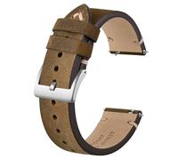 BISONSTRAP Distressed Leder Uhrenarmband, Uhren Armband für Herren, Schnellverschluss Federstege, 22mm, Dunkelbraun (Silberne Schnalle)