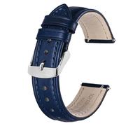 BISONSTRAP Retro Leder Uhrenarmband für Herren, Ersatzarmband aus Ölgewachstem Kalbsleder, Schnellverschluss, 18mm, Dunkelblau (Silberne Schnalle)