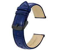 BISONSTRAP Uhrenarmband 22mm, Armband aus Alligator Geprägtem Leder, Blau mit Schwarze Schnalle