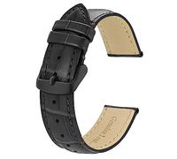 BISONSTRAP Uhrenarmband 22mm, Armband aus Alligator Geprägtem Leder, Dunkelgrau mit Schwarze Schnalle