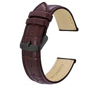 BISONSTRAP Uhrenarmband 22mm, Armband aus Alligator Geprägtem Leder, Kaffee Braun mit Schwarze Schnalle