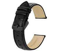 BISONSTRAP Uhrenarmband 22mm, Armband aus Alligator Geprägtem Leder, Schwarz mit Schwarze Schnalle