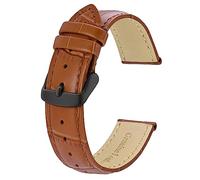 BISONSTRAP Uhrenarmband 22mm, Armband aus Alligator Geprägtem Leder, Toffee Braun mit Schwarze Schnalle