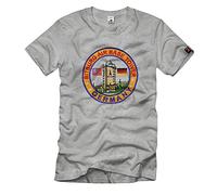 Bitburg Airbase Tower US Army Bundeswehr Base Abzeichen Wappen - T Shirt #2264, Größe:L, Farbe:Grau