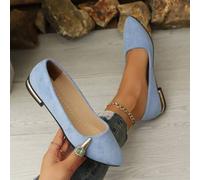 (Bitte eine Größe größer bestellen, wenn Sie breite/dicke Füße haben) Damen Spitz zulaufende Slip-On Loafer, neue weiche Sohle, niedriger Absatz, ruts