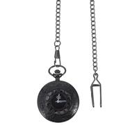 BIUDECO 1stück Retro Klassische Taschenuhr mit Doppelter Anzeige Römischer und Arabischer Ziffern Schwarze Steampunk Uhr mit Robustem Gehäuse und Dicker Kette Langlebige Vintage Kettenuhr