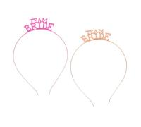 BIUDECO 2 Stück Braut Haarbänder aus Metall Brauthaarschmuck in Roségold und Pink Stirnbänder für Junggesellinnenabschied und Hochzeitsfeier