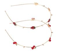 BIUDECO 2 Stück Kirsch Erdbeer Stirnband Metall Haarschmuck Für Frauen Party Familienfeier Haarreifen Mit Perlen