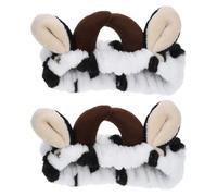 BIUDECO 2 Stück Weißes Kuh Stirnband aus Stoff für Haarbinden und Bad Bequemes Make Up Stirnband mit Niedlichem Kuh Design für Gesichtsreinigung und Spa Anwendungen
