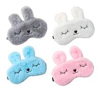 BIUDECO 4 Stück Plüsch Schlafmaske Cartoon Augenmaske Augenbinde Lichtblockierend Komfortabel für Büro Reise Zuhause Niedliche Tierdesigns