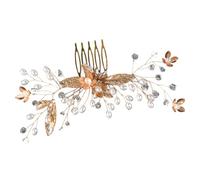 BIUDECO Braut Haarkamm Goldfarben mit Funkelnden Strasssteinen Leichter Schmuck für Hochzeit Vielseitiges Accessoire für Brautkleider Komfortabel Ganztägig Tragbar Eleganter Kopfschmuck