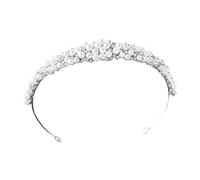 BIUDECO Brautschleier Silber mit Perlen und Strass Zierliche Tiara aus Modisches Langlebiges Braut Haaraccessoire für Hochzeit Party Fotoshooting Stilvolles Damen Headpiece
