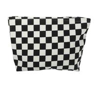 BIUDECO Kosmetiktasche Kariert mit Reißverschluss Großer Kulturbeutel aus Verschleißfestem Material Tragbarer Reise Organizer mit Henkel für Make Up und Toilettenartikel