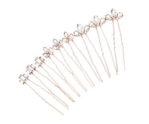 BIUDECO Roségold Brauthaarnadeln 9 Stück aus Legierung mit Strasssteinen Haarschmuck für Brautfrisur bei Hochzeit Party und Besonderen Anlässen