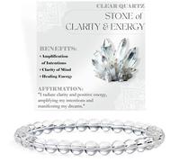 Bivei Klarer Quarz - Klarheit und Energie - Perlenarmband für Frauen 6mm Halbedelstein dehnbarer elastischer Schmuck Yoga Geschenke Klein