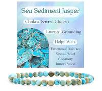 Bivei Seesediment-Jaspis - Erdung Kristall Armband für Frauen 4mm Perlen Halbedelstein Natürlicher Stein Dehnbarer Elastischer Schmuck Yoga Geschenke