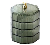 Biwwubik Schmuckkästchen, Acryl, Schmuckorganizer mit Griff, transparente Schmuckschatulle für Frauen und Mädchen, grüner Make-up-Organizer