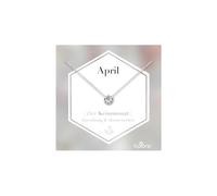 Bixorp Geburtsstein Halskette mit Zirkonia-Anhänger April - Edelstahlkette mit rundem Zirkonia-Kristall - April/Diamant - Silber