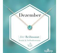 Bixorp Geburtsstein Halskette mit Zirkonia-Anhänger Dezember - Edelstahlkette mit rundem Zirkonia-Kristall - Dezember/Tansanit - Gold