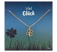 Bixorp Viel Glück Kleeblatt Geschenkhalskette - Gold - Edelstahl & vergoldete Kette und Anhänger