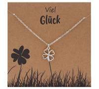 Bixorp Viel Kleeblatt Glück Geschenkhalskette - Silber - Edelstahl & platinierter Kette und Anhänger