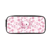 Biyejit Axolotls Federmäppchen mit Kirschblütenmotiv, für Kinder, Kosmetik, Make-up, Münzen, Geldbörse für Damen, Kulturbeutel, Schreibwaren-Tasche für Teenager, Jungen, Mädchen, Geschenk zum