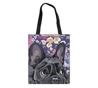 Biyejit Canvas Tote Bag Handtasche Casual Schule Baumwolle Shopping Schultertasche für Frauen Mädchen, Französische Bulldogge, Einheitsgröße