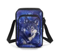 Biyejit Crossbody-Tasche für Damen und Herren, klein, quadratisch, für Reisen, Arbeit, Büro, Outdoor, Galaxy Wolf, Einheitsgröße