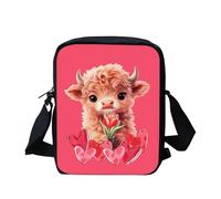 Biyejit Damen Herren Kuriertasche Kinder Crossbody Umhängetasche mit Reißverschluss Tragbare Geldbörse Münztasche für Handy Reisepass, Süße Kuh