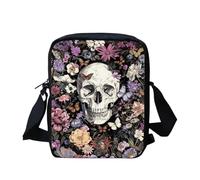 Biyejit Damen Herren Kuriertasche Kinder Crossbody Umhängetasche mit Reißverschluss Tragbare Geldbörse Münztasche für Handy Reisepass, Sugar Skull