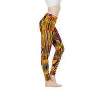 Biyejit Damen-Leggings, Yogahose mit hohem Taillenbund, Workout-Leggings, Afrikanisches Einheimisches Muster, XS