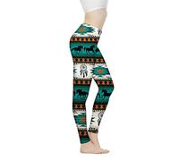 Biyejit Damen-Leggings, Yogahose mit hohem Taillenbund, Workout-Leggings, Aztekisches Tribal-Pfer, S