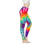 Biyejit Damen-Leggings, Yogahose mit hohem Taillenbund, Workout-Leggings, Batikdruck, XXL