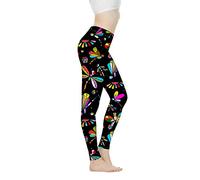 Biyejit Damen-Leggings, Yogahose mit hohem Taillenbund, Workout-Leggings, Bunte Libelle, XL