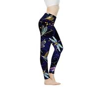 Biyejit Damen-Leggings, Yogahose mit hohem Taillenbund, Workout-Leggings, Galaxy Libelle, M