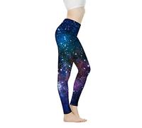 Biyejit Damen-Leggings, Yogahose mit hohem Taillenbund, Workout-Leggings, Galaxy Stars, M