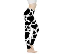 Biyejit Damen-Leggings, Yogahose mit hohem Taillenbund, Workout-Leggings, Kuhmuster, L