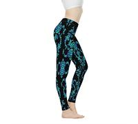 Biyejit Damen-Leggings, Yogahose mit hohem Taillenbund, Workout-Leggings, Polynesische Meeresschildkröte, XS